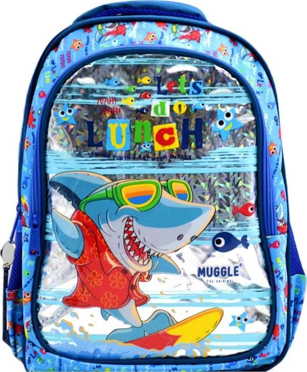 Muggle 2 Bölmeli Cute Shark Mavi Okul Sırt Çantası(MU-0044) - Image 1