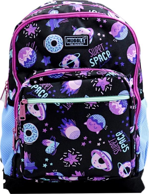 Muggle 4 Bölmeli Ot-Sweet Space Siyah Okul Sırt Çantası (MU-0228) - Image 1