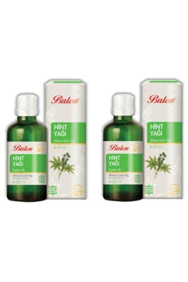 Balen 2 Kutu Hint Yağı Doğal Bitkisel Sabit Yağ Soğuk Pres 50 Ml Saç Ve Cilt Bakım Yağı - Image 1