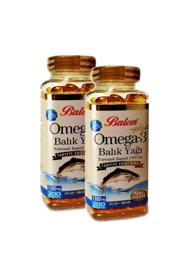 Balen 2 Kutu Plus Omega 3 Balık Yağı Omega3 Fish Oil Yumuşak Kapsül 1380 Mg X 200 Kapsül X 2 - Image 1