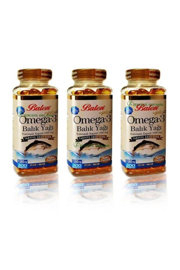 Balen 3 Kutu Omega 3 Balık Yağı Hapı Kapsülü Yeni Ürün 200Lük Boy - Image 1