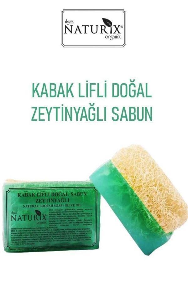 Naturix Doğal Kabak Lifli Zeytinyağlı Sabun Nemlendirici Arındırıcı Peeling Etkili Olive Oil Soap 13 - Image 1