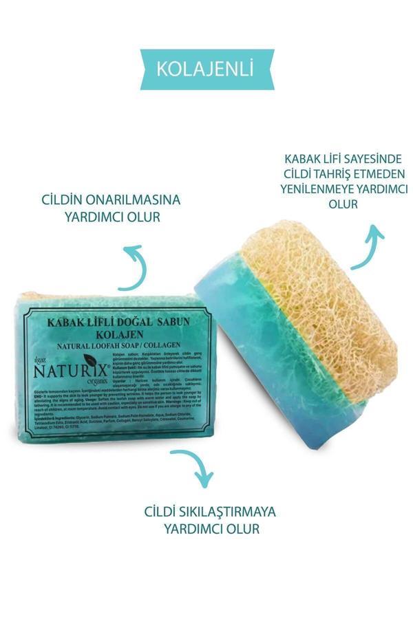 Naturix Kabak Lifli Kolajen Sabun 130 Gr | Kırışıklık Önleyici Ve Canlandırıcı Doğal Sabun - Image 1