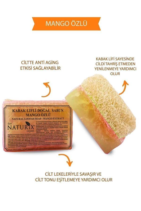 Naturix Kabak Lifli Mango Özlü Sabun 130 Gr | Nemlendirici Ve C Vitaminli Peeling Etkili Sabun - Image 1
