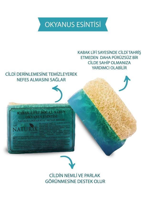 Naturix Kabak Lifli Okyanus Esintisi Sabun 130 Gr | Mineralli Nemlendirici Ve Peeling Etkili Sabun - Image 1