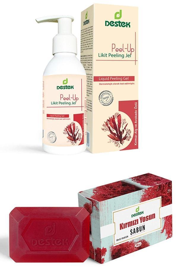 Destek Peel-Up Likit Peeling Jel 150Ml Ve Kırmızı Yosun Sabunu 150Gr (2'Li Set) - Image 1