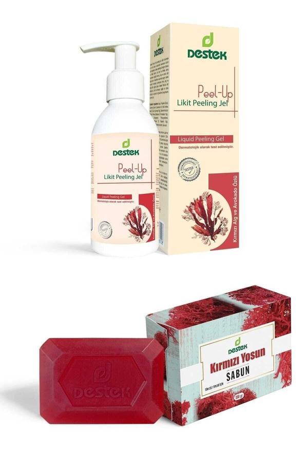 Destek Peel-Up Likit Peeling Jel Ve Kırmızı Yosun Sabunu (2'Li Set) - Image 1