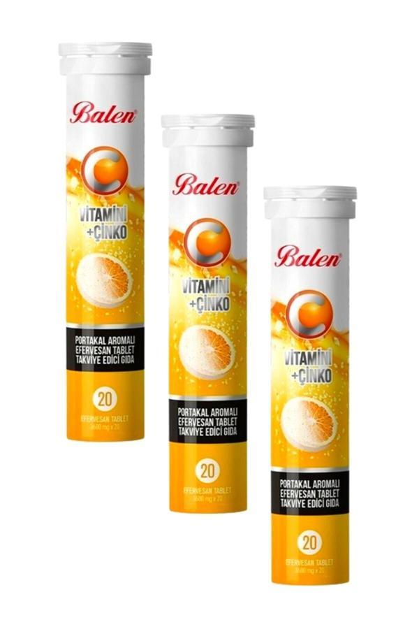 Balen C Vitamini + Çinko Portakal Aromalı Efervesan 20 Tablet X 3 Adet - Image 1