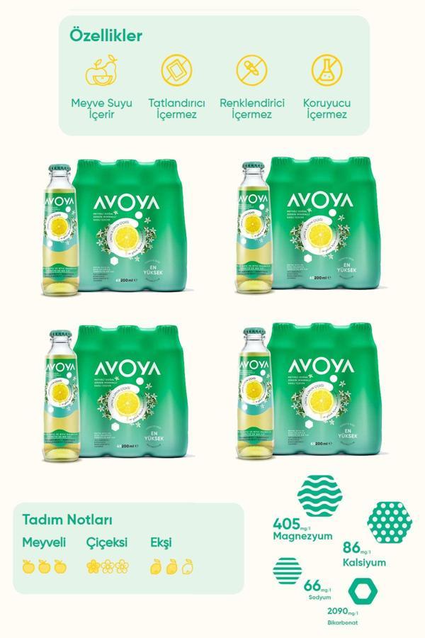 Avoya Limon Ve Limon Çiçeği Maden Suyu 200 Ml X 24 Adet - Image 1