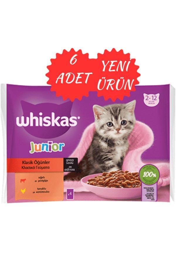 Whiskas Junior Yavru Klasik Öğünler Sığırlı Tavuklu 4X85 Gr (6Adet) - Image 1