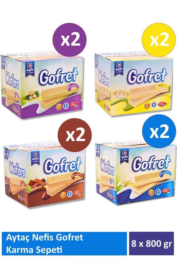 Aytaç Nefis Gofret 2 Adet Kakao Kremalı + 2 Adet Vanilya + 2 Adet Muzlu + 2 Adet Antep Fıstıklı (800 Gr) - Image 1