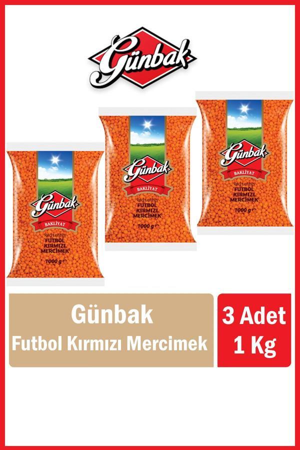 Günbak Futbol Kırmızı Mercimek 1 Kg X 3 Adet - Image 1