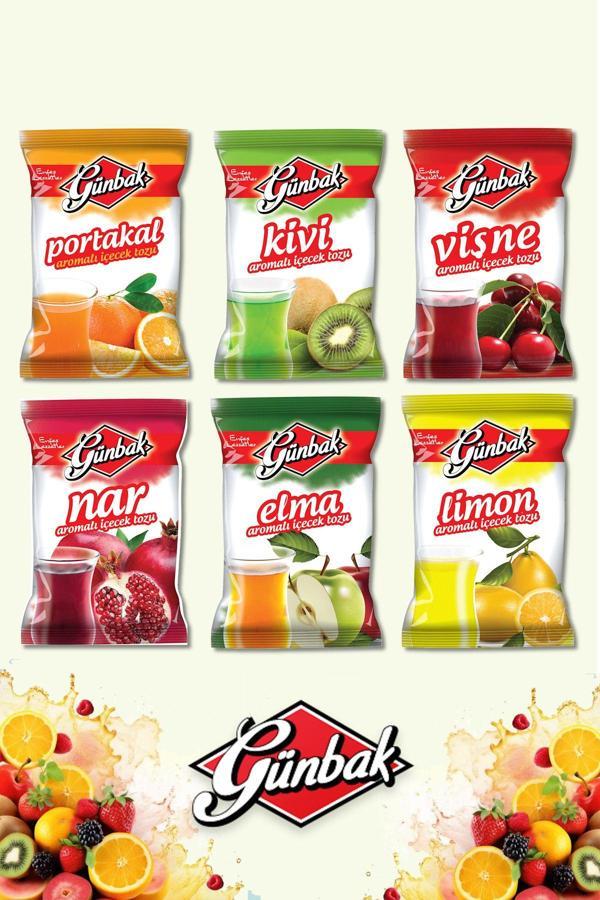 Günbak İçecek Tozu 250 Gr X 6 Adet (Portakal, Kivi, Vişne, Nar, Elma, Limon) - Image 1