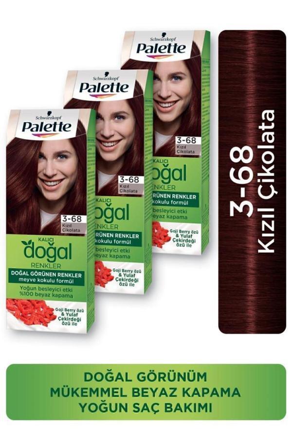 Palette Kalıcı Doğal Renkler Saç Boyası 3-68 Kızıl Çikolata X 3 Adet - Image 1