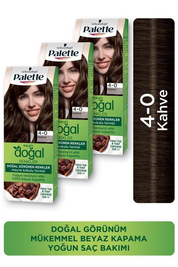 Palette Kalıcı Doğal Renkler Saç Boyası 4-0 Kahve X 3 Adet - Image 1