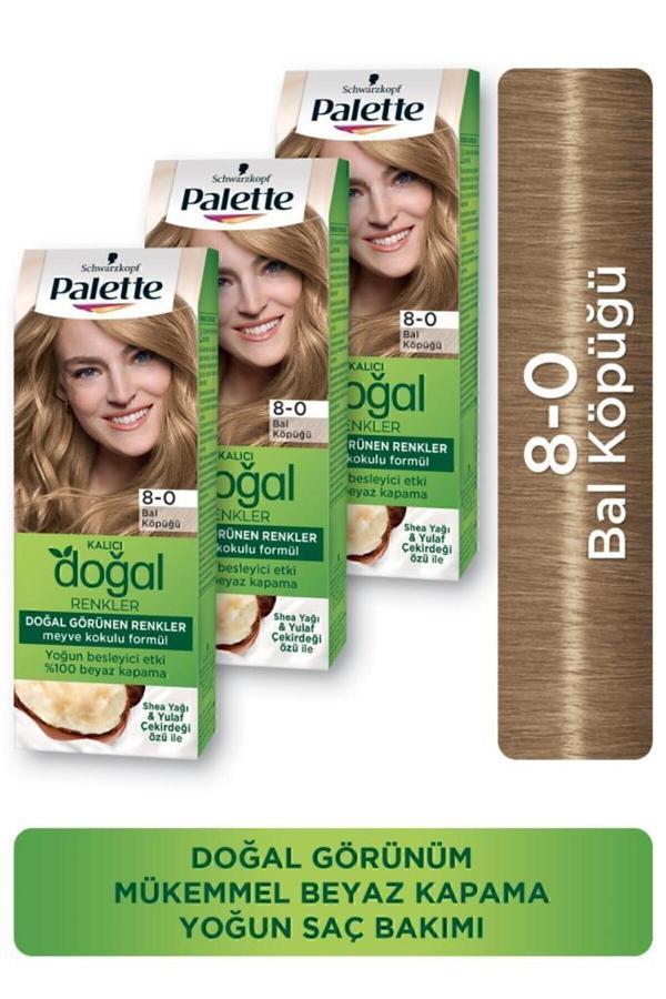 Palette Kalıcı Doğal Renkler Saç Boyası 8-0 Bal Köpüğü X 3 Adet - Image 1