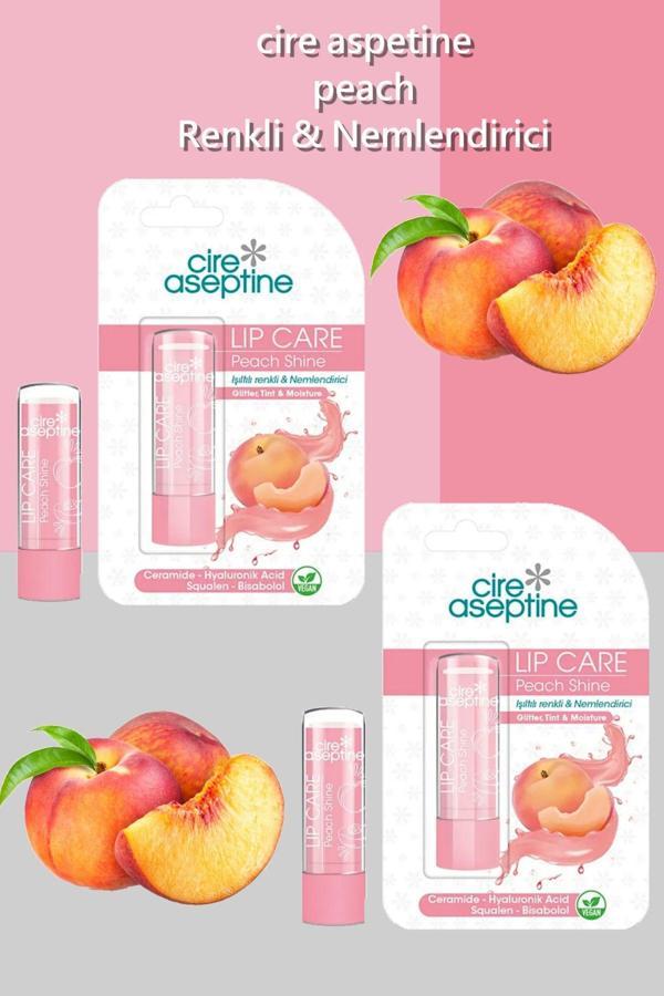 Cıre Aseptıne Lip Care Peach (Şeftali) Renkli Dudak Nemlendirici 4,5 G X 2 Adet - Image 1