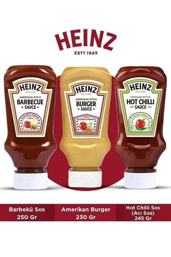 Heinz Üçlü Gurme Sos Paketi (Barbekü Sos 250 Gr + Amerikan Burger 230 Gr + Hot Chilli Sos 245 Gr) - Image 1