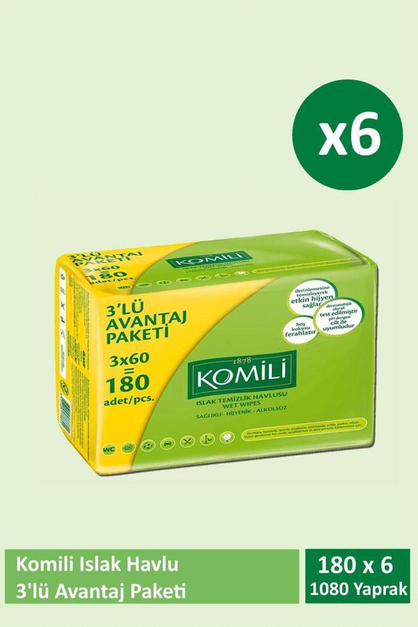 Komili Islak Havlu 3X60'Lı X 6 Adet (1080 Yaprak) - Image 1