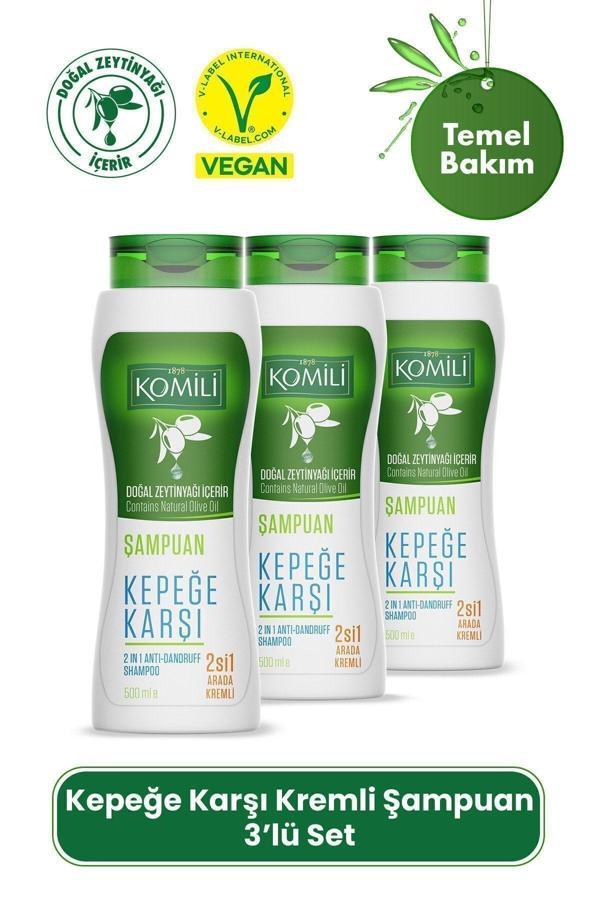 Komili Kepek Karşıtı 2'Si 1 Arada Kremli Vegan Şampuan 3'Lü Set - 3 X 500 Ml - Image 1