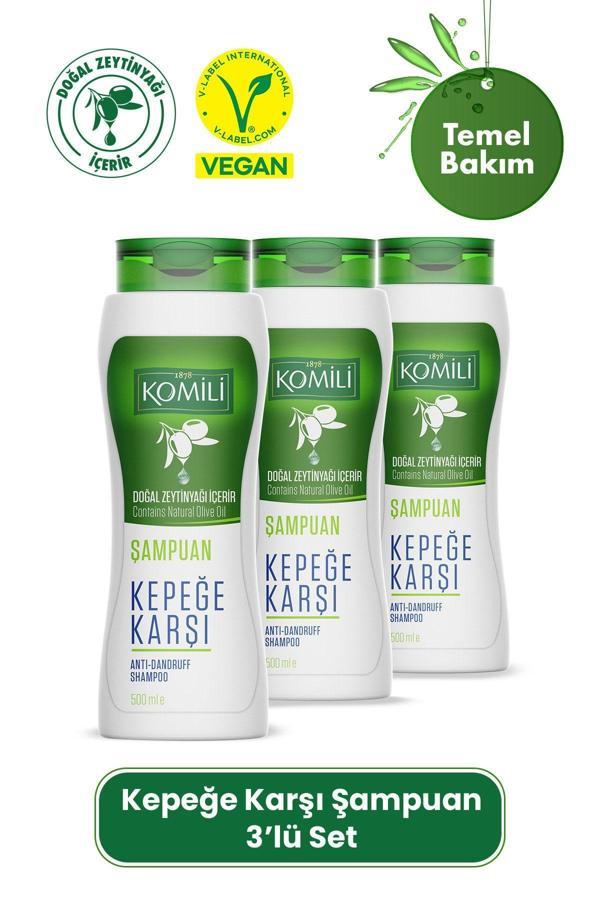 Komili Kepekli Saçlar İçin Kepek Karşıtı Vegan Şampuan 3'Lü Set - 3 X 500 Ml - Image 1