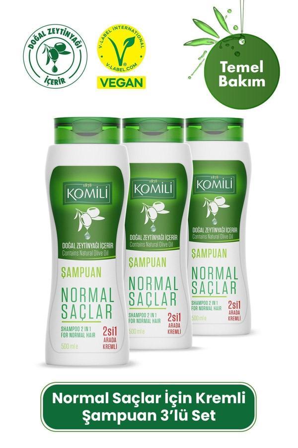 Komili Normal Saçlar İçin 2'Si 1 Arada Kremli Vegan Temel Bakım Şampuanı 3'Lü Set- - 3 X 500 Ml - Image 1