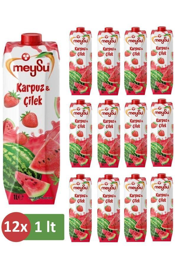 Meysu Karpuz-Çilek Meyve Suyu İçecek 1 Lt X12 Adet - Image 1
