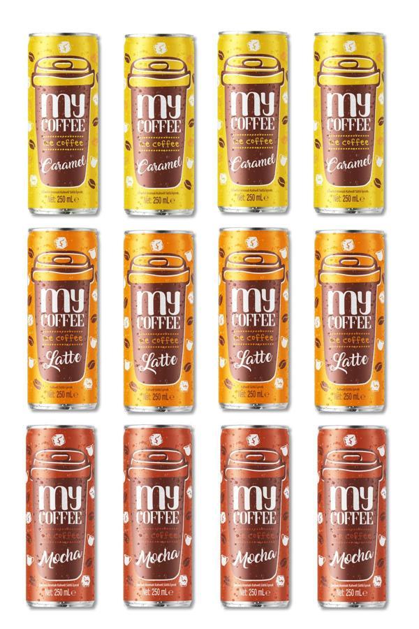 Meysu Soğuk Kahve Seti 250 Ml X 12 Adet (4 X Karamel + 4 X Latte + 4 X Mocha) - Image 1