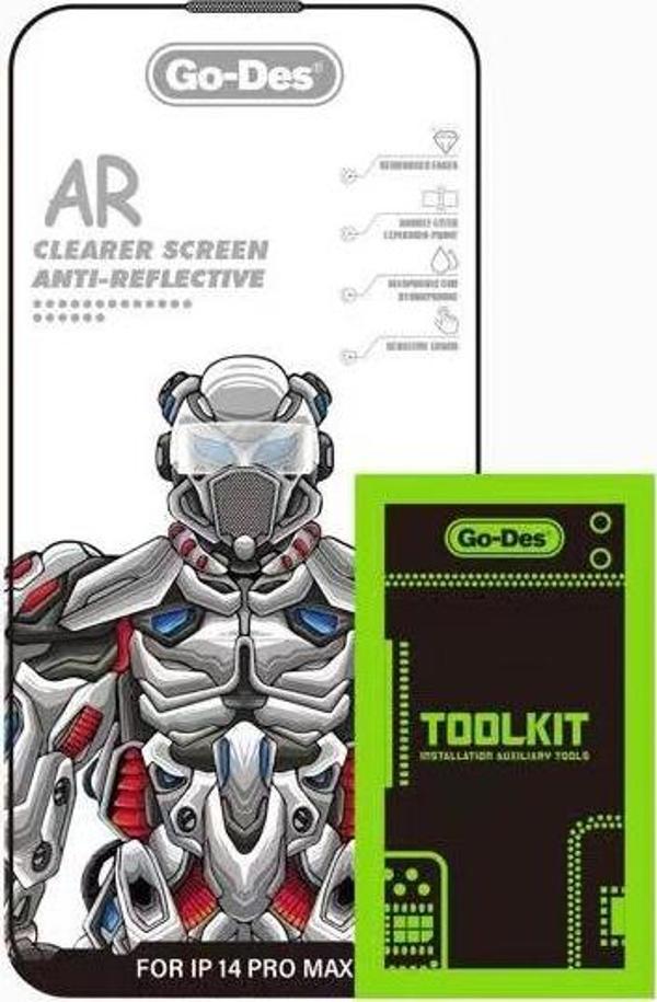 Go-Des iPhone 13 Pro Uyumlu Yansıma Önleyici Ekran Koruyucu Go Des Anti Reflective Temperli Koruyucu - Image 1