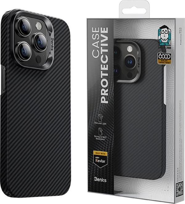 Benks iPhone 15 Pro Uyumlu Kılıf Magsafe Özellikli Karbon Fiber Essential ArmorAir 600D Kevlar Kapak - Image 1