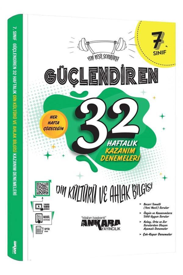Ankara Yayınları Ankara 7. Sınıf Güçlendiren Din Kültürü Ve Ahlak Bilgisi 32 Haftalık Kazanım Denemeleri - Ankara Yayıncılık - Image 1
