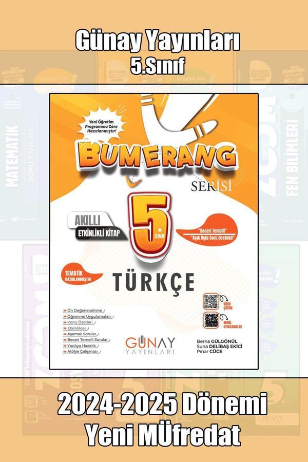 Günay Yayınları 5.Sınıf Bumerang Serisi Türkçe Etkinlikli Akıllı Kitap 2025 Yeni Öğretim Yılı - Günay Yayınları - Image 1