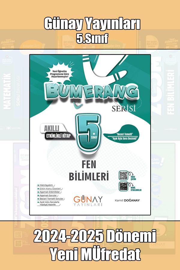 Günay Yayınları 5.Sınıf Bumerang Serisi Fen Bilimleri Etkinlikli Akıllı Kitap 2025 Yeni Öğretim Yılı - Günay Yayınları - Image 1