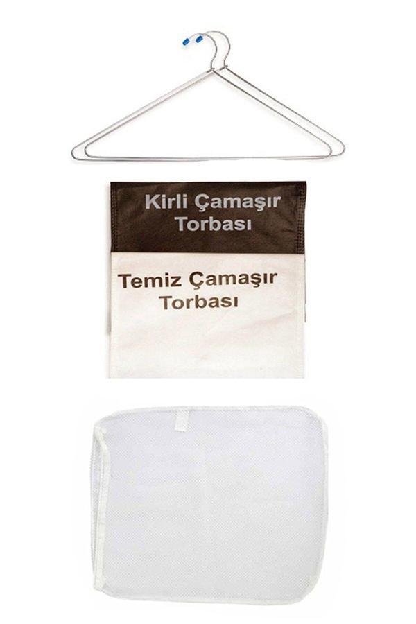 Asker Kolisi Asker Dolabına Kirli Temiz Torbası - Çamaşır Filesi - 2'Li Dolap Askısı - Image 1