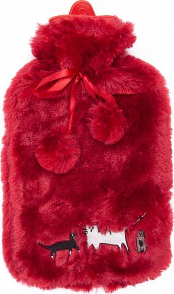 BiggDesign Cats Bordo Peluş Sıcak Su Torbası - Image 1