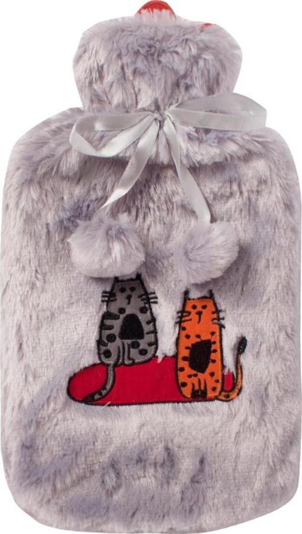 Biggdesign Cats Gri Peluş Sıcak Su Torbası - Image 1