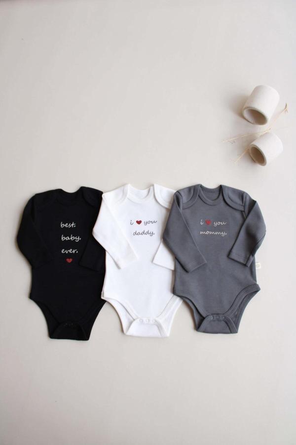 Ohlalakoala 3Lü Nakışlı Çıt Çıtlı Uzun Kollu Body Zıbın Set Model 7 18-24 Ay - Image 1