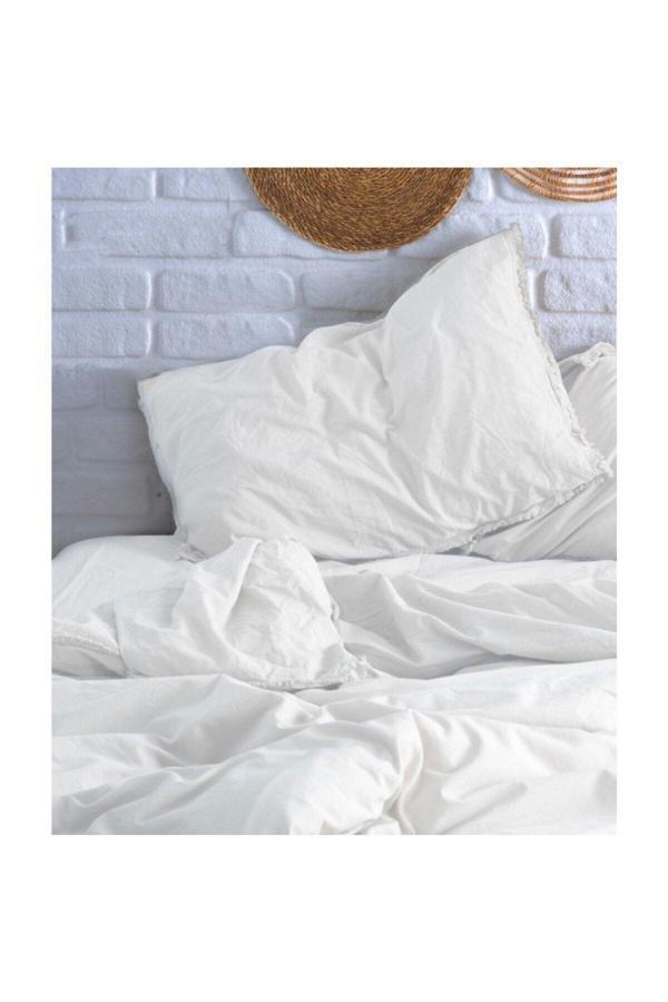 Sheri Home Tekstil Tufted Vintage Handmade Çift Kişlik Nevresim Takımı - Cream - Image 1