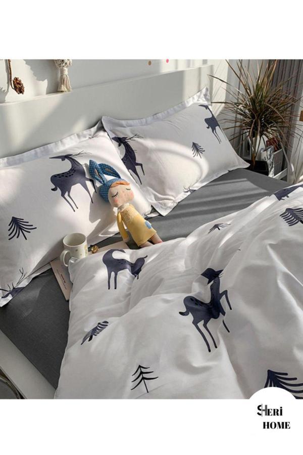 Sheri Home Tekstil New Year Çarşaflı Tek Kişilik Nevresim Takımı Rengeyik08894889688 - Image 1