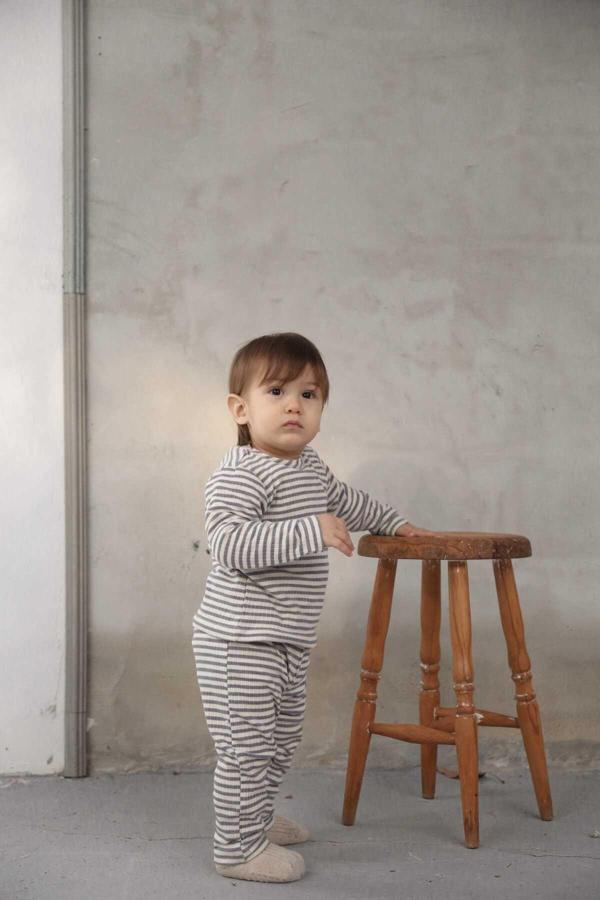 Ohlalakoala İNdigo Çizgili Alt Üst Takım 0-3 Ay - Image 1
