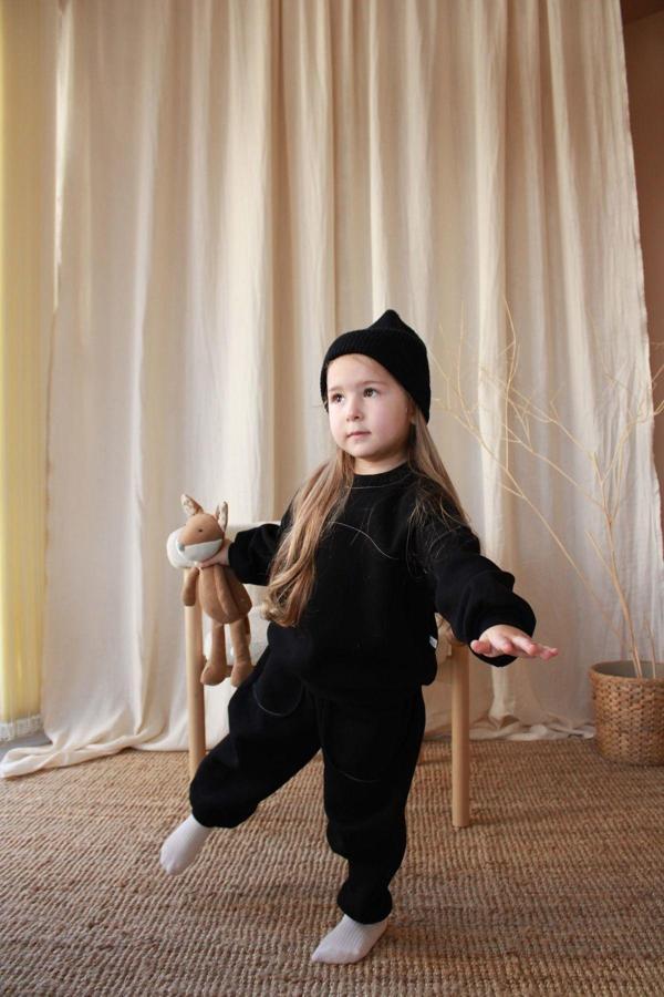 Ohlalakoala Siyah Dikişli Polarlı Eşofman Takım 6-12 Ay - Image 1