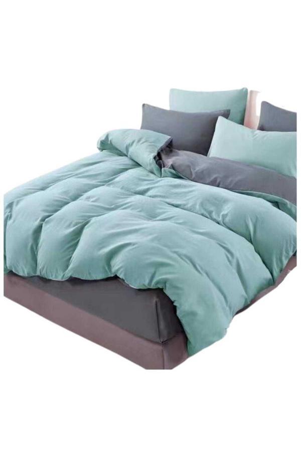 Sheri Home Tekstil Lastikli Çarşaflı Çift Kişilik Nevresim Takımı | Pudrantrasit - Image 1