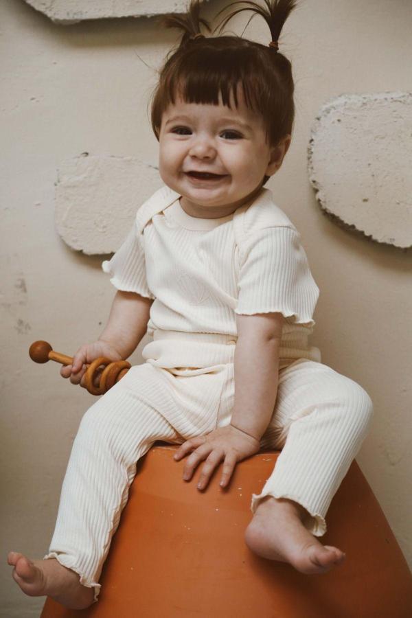Ohlalakoala Deniz Kabuğu Nakışlı Fitilli Body - Tayt Set 3-6 Ay - Image 1