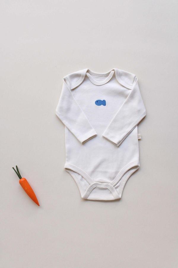 Ohlalakoala Balık Nakışlı Uzun Kollu Body 6-9 Ay - Image 1