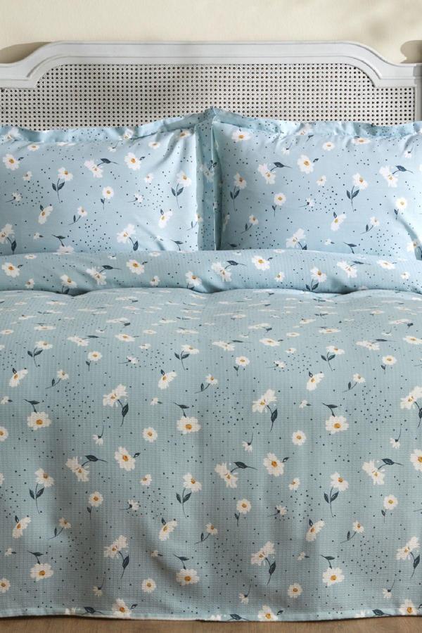 Karaca Home Daisy %100 Pamuk Tek Kişilik Pike Takımı Mint - Image 1