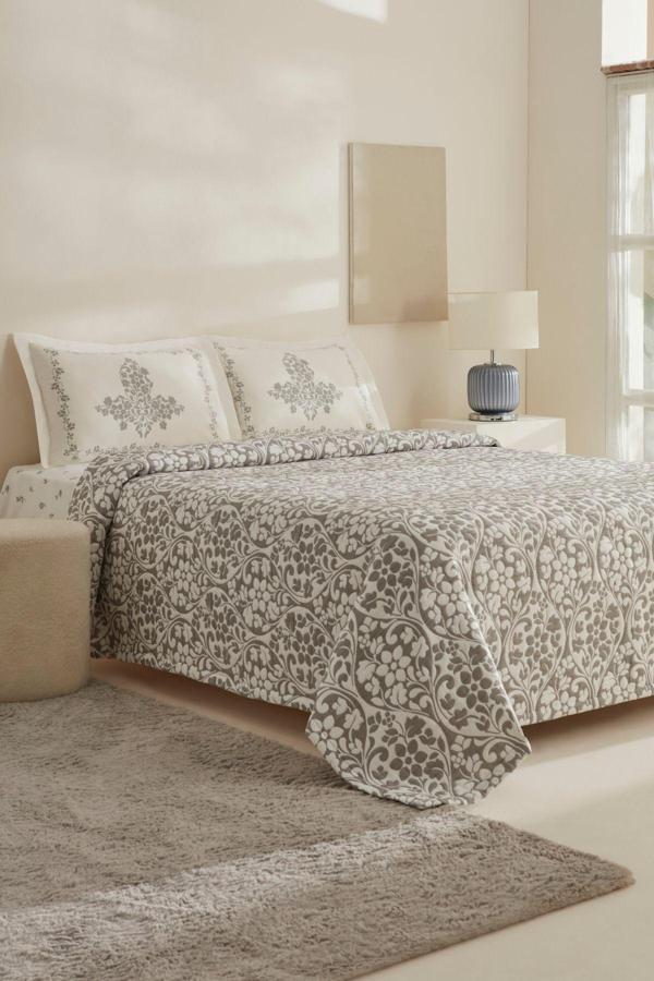 Karaca Home Tiara Çift Kişilik Yatak Örtüsü Seti Gri - Image 1