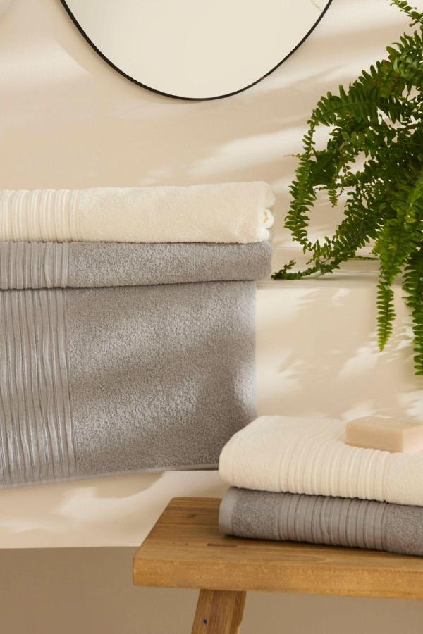 Karaca Home Line Soft %100 Pamuk 4 Parça Hamam Seti Ekru-Gri  - Image 1
