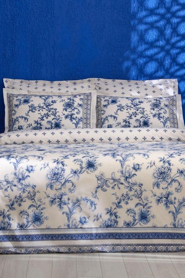 Karaca Home Rosario %100 Pamuk Çift Kişilik Nevresim Takımı Mavi - Image 1