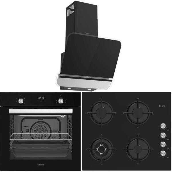 Tecna Ankastre Set Siyah (8402 60 Cm Cam Ankastre Ocak - 8871 60 Cm Duvar Tipi Davlumbaz-Tecna 8259 9 Fonksiyon Fırın) - Image 1
