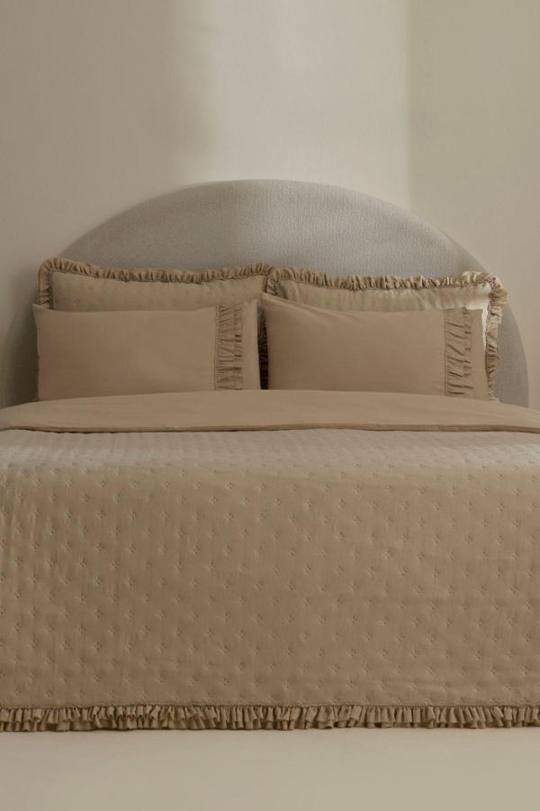 Karaca Home Ophelia Çift Kişilik Krush Düet Set Taş  - Image 1